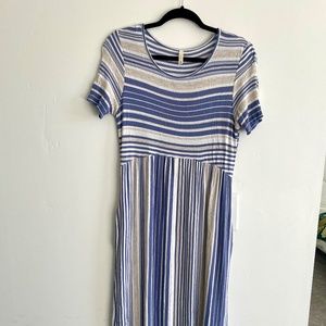 Called to Surf purple stripe midi dress (size S)